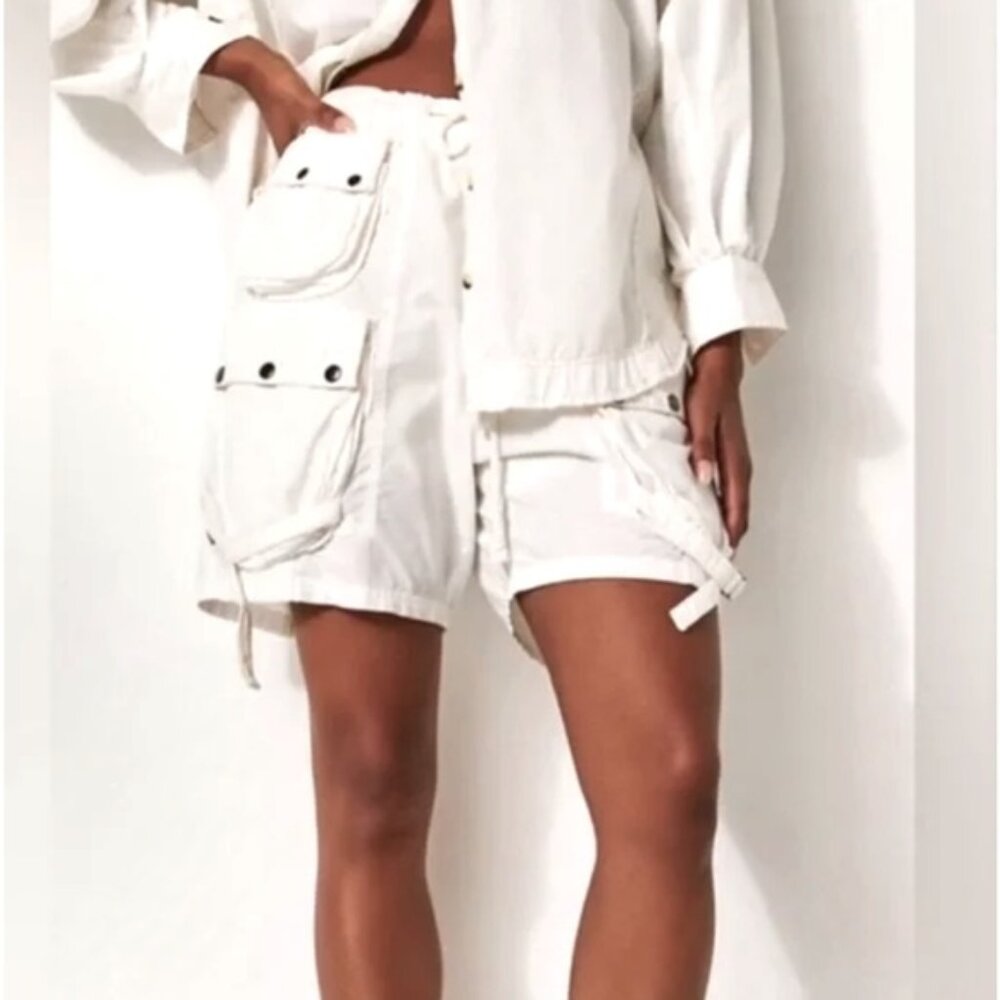 COPY - Free People Moon Bay White Parachute cargo shorts. Beachy spring summer …